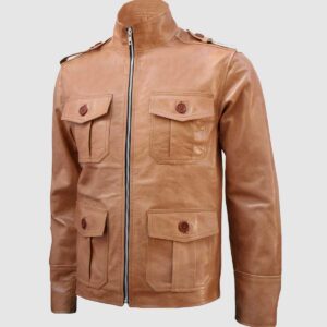 Men's Tan Cafe Racer Leather Jacket – Moto Casual Style