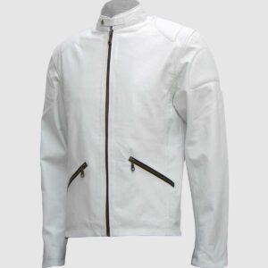 Men's White Biker Leather Jacket – Motorcycle Casual Style