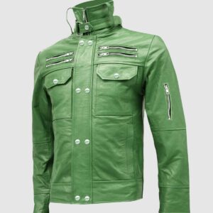 Men's Green Biker Leather Jacket – Motorcycle Casual Style