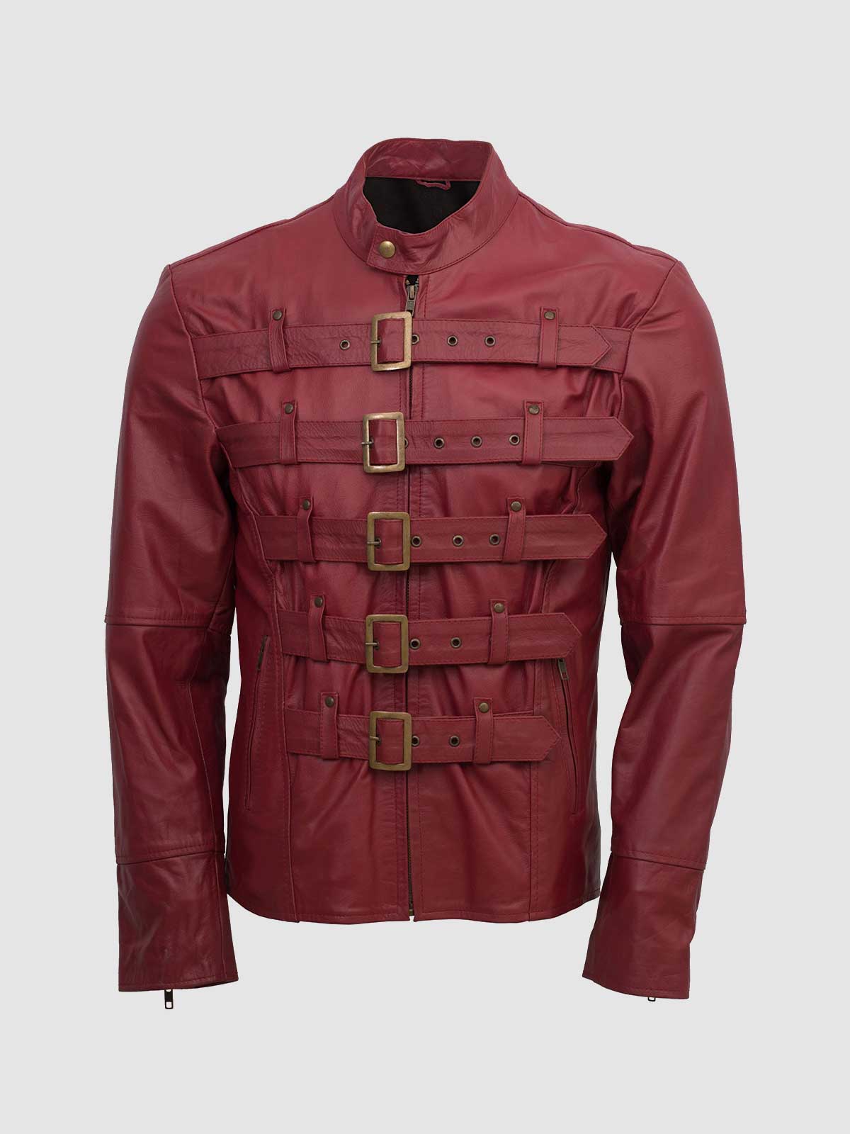 Men's Maroon Leather Jacket – Classic Casual Style