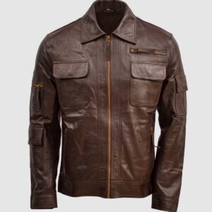 Men's Brown Leather Jacket – Classic Casual Style