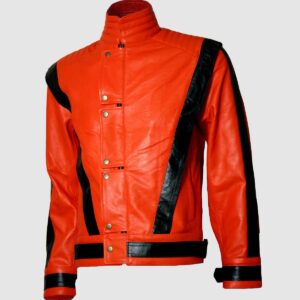 Men's Orange Leather Jacket – Classic Casual Style