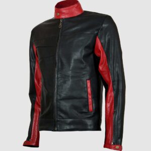 Men's Black & Red Biker Leather Jacket – Motorcycle Casual Style