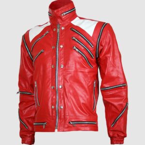 Men's Red Leather Jacket – Classic Casual Style