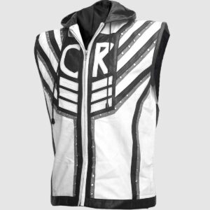 Men's Black & White Leather Vest – Classic Casual Style