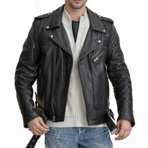 Arvion Leather Biker Jacket Mens