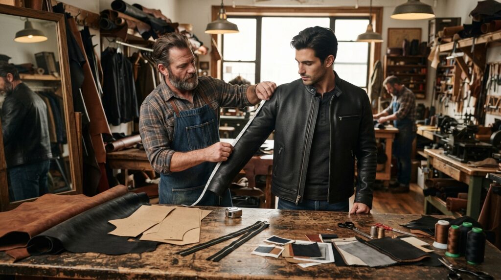 How to Design a Custom Leather Jacket – leather selection and made-to-measure fitting