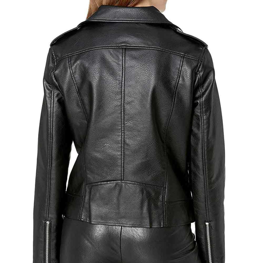 Black Leather Biker Jacket Women’s – Leather Moto Jacket - Arvion Leathers