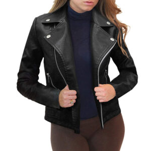 Black Leather Moto Jacket Women’s – Real Leather Jacket - Arvion Leathers