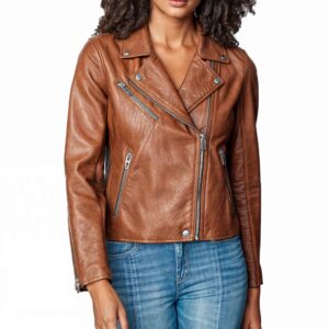 Brown Asymmetrical Motorcycle Leather Jacket Women’s - Arvion Leathers