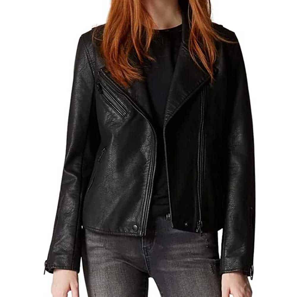 Women’s Genuine Black Leather Moto Jacket - Arvion Leathers