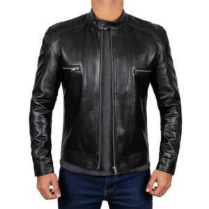 Arvion Luis Black Real Lambskin Leather Moto Biker Jacket Men’s