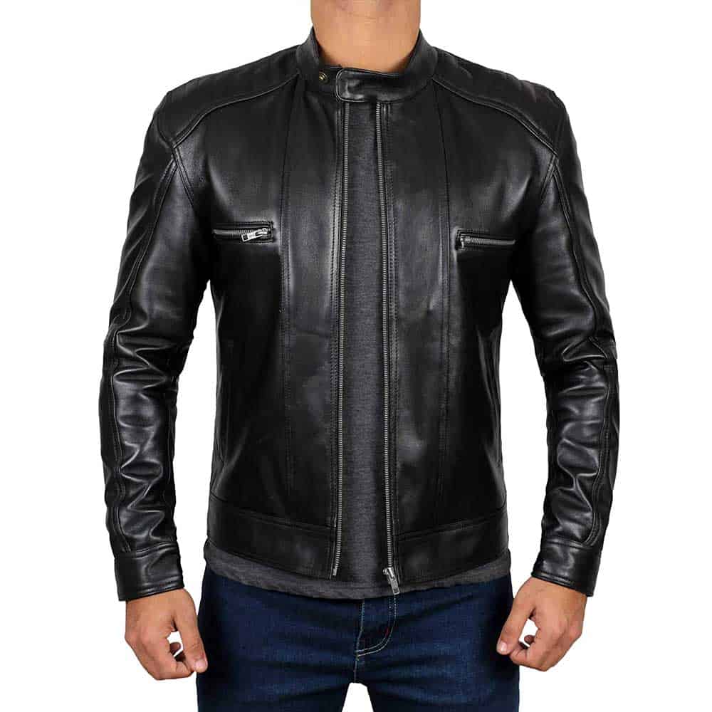 Arvion Luis Black Real Lambskin Leather Moto Biker Jacket Men’s