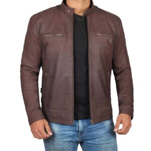 Arvion Steve Rogers Biker Style Brown Vintage Leather Jacket Men