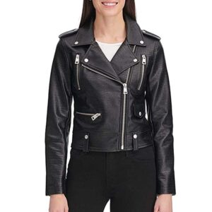 Womens Black Leather Motorcycle Jacket - Arvion Leathers